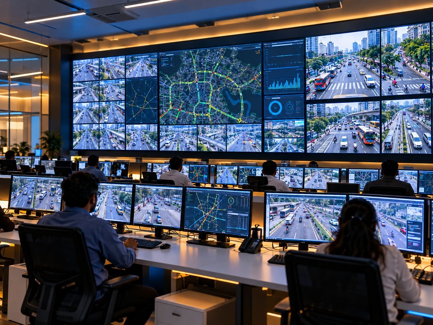 ITMS control room dashboard showing live traffic and violation alerts
